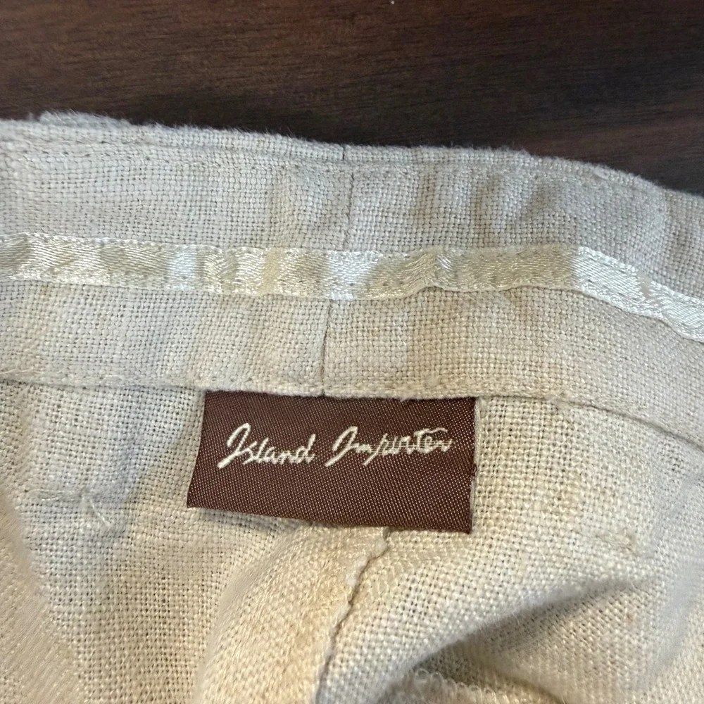 Island Importer Straight Leg Linen Pants Men's Size 27x30 Cream Beach Relaxed